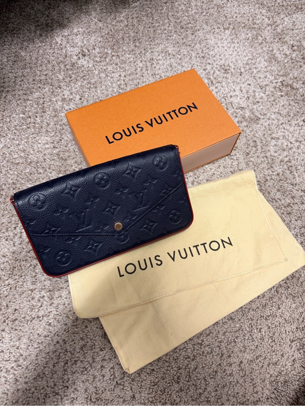 Louis Vuitton Felicie Pochette in (Marine Rouge) Monogram Empreinte leather. - Picture 15 of 16